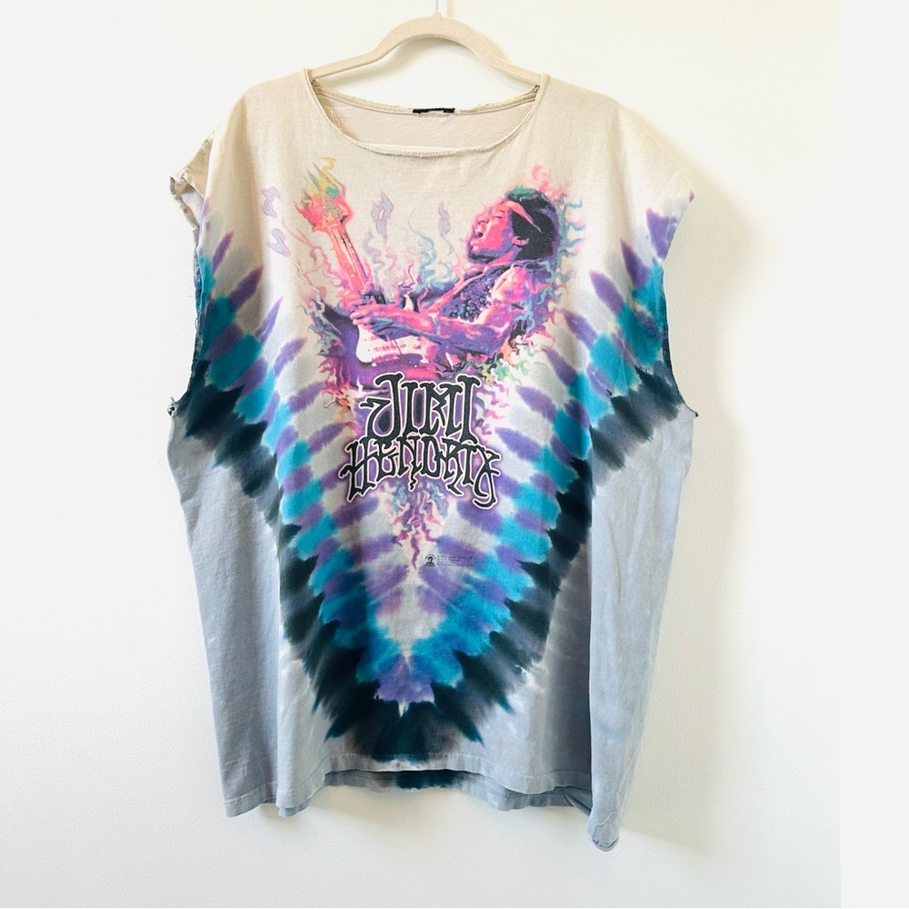 Jimi Hendrix tie dye cut off T-shirt